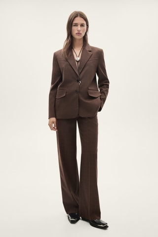 Blazer costume micro pied-de-poule - Marron