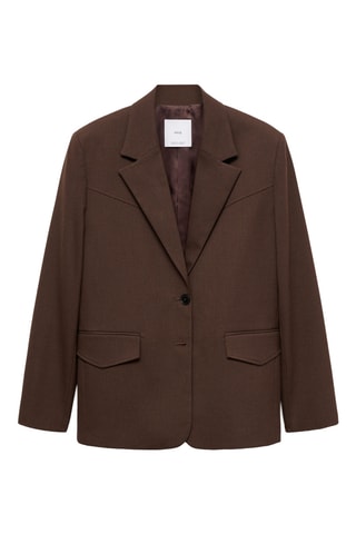 Blazer costume micro pied-de-poule - Marron