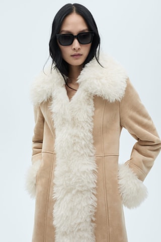 Manteau double face fausse fourrure - Beige