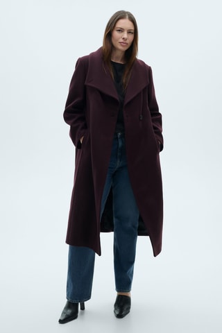 Manteau laine Manteco ceinture - Grenat