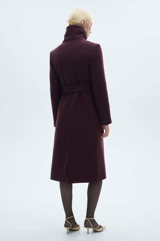 Manteau laine Manteco ceinture - Grenat