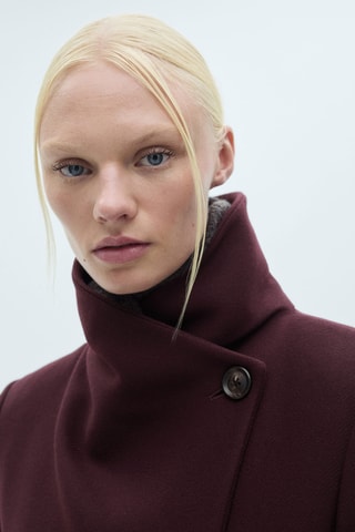 Manteau laine Manteco ceinture - Grenat