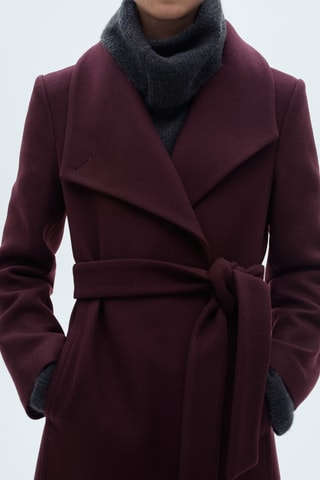 Manteau laine Manteco ceinture - Grenat