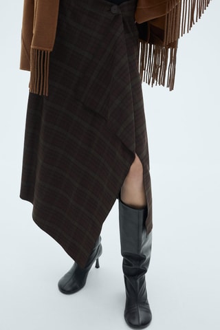 Asymmetrische Rok Ruitmotief - Kaki
