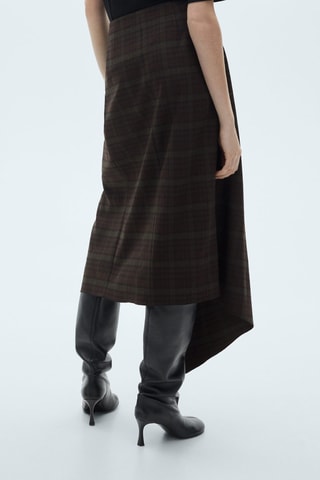 Asymmetrische Rok Ruitmotief - Kaki