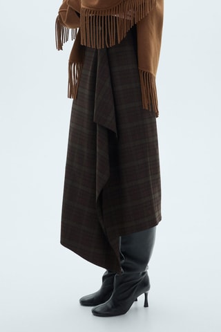 Asymmetrische Rok Ruitmotief - Kaki