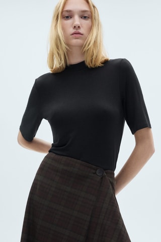 Asymmetrische Rok Ruitmotief - Kaki