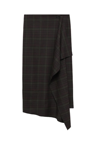 Asymmetrische Rok Ruitmotief - Kaki