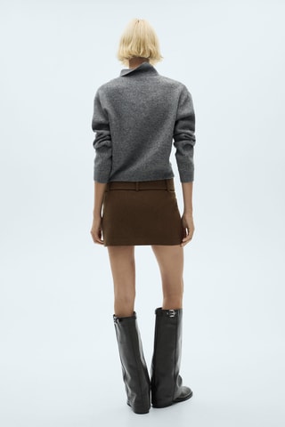Wollen Minirok met Riem - Kaki