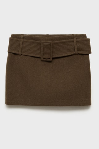 Wollen Minirok met Riem - Kaki