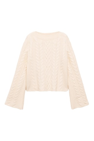 Pull-over manches cloche maille torsadée - Ecru