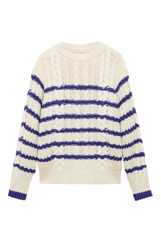 Pull-over torsadé rayures - Ecru