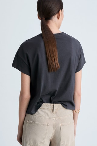 Katoenen T-shirt met Tekst en Print - Antraciet
