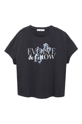 Katoenen T-shirt met Tekst en Print - Antraciet