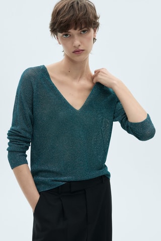 Pull-over Lurex col V - Vert