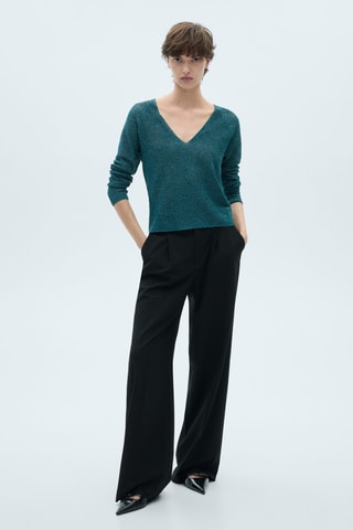 Pull-over Lurex col V - Vert
