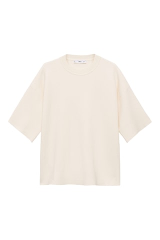 Pull-over maille fine manches courtes - Blanc