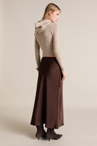 Pull-over maille côtelée capuche - Gris clair