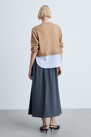 Pull-over maille combinée - Marron