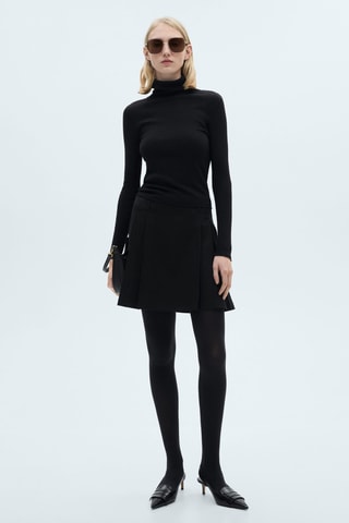 Pull-over laine mélangée col roulé - Noir