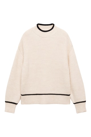 Pull-over col montant détails contrastés - Beige