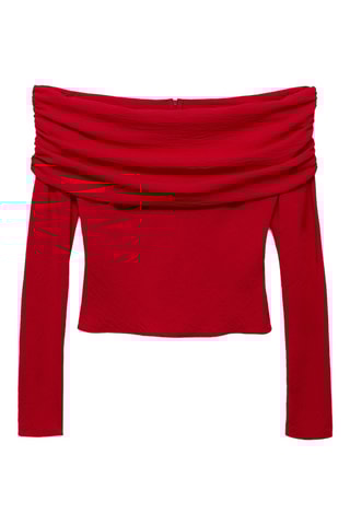 Blouse épaules découvertes - Rouge