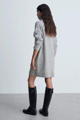 Robe courte maille col roulé - Gris