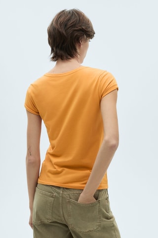 T-shirt coton imprimé logo - Moutarde