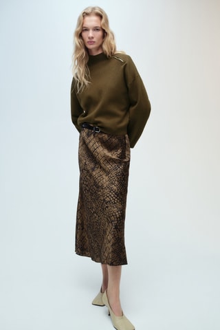 Pull-over col montant zip - Kaki