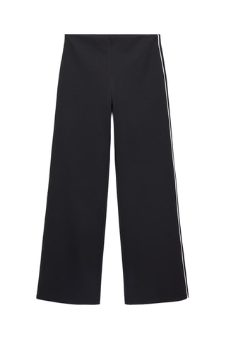 Pantalon maille rayure contrastante - Noir