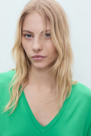 T-shirt met V-hals - Groen