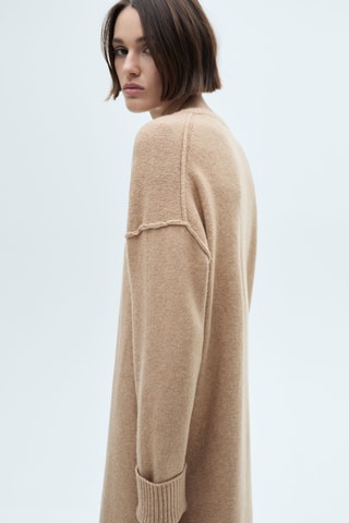 Robe maille bords côtelés - Marron