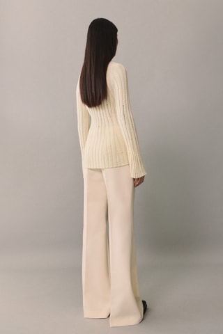 Pull-over maille côtelée lâche - Ecru