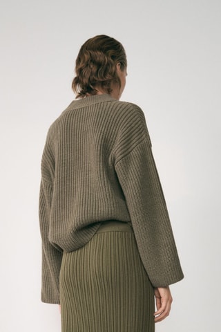 Pull-over maille détail boutons - Kaki