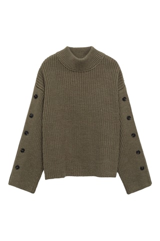 Pull-over maille détail boutons - Kaki