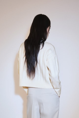 Pull-over maille col montant - Ecru