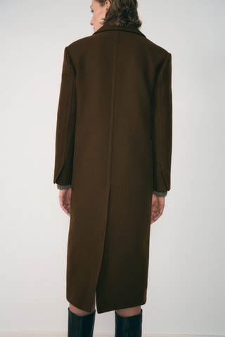Manteau laine vierge poches - Kaki