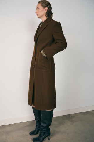 Manteau laine vierge poches - Kaki