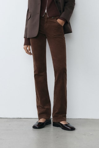 Pantalon évasé velours côtelé - Marron