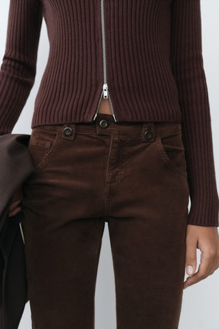 Pantalon évasé velours côtelé - Marron
