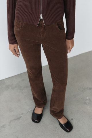 Pantalon évasé velours côtelé - Marron