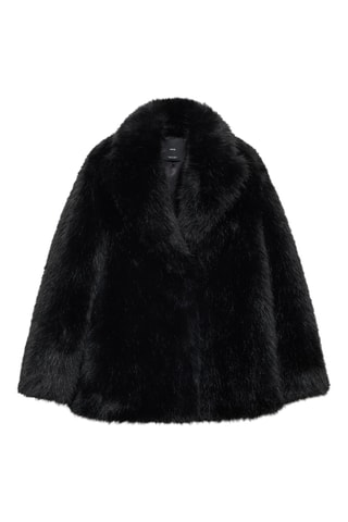 Manteau fausse fourrure revers - Noir
