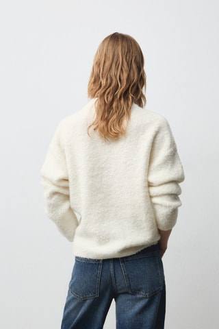 Pull-over maille coton lin col rond - Ecru