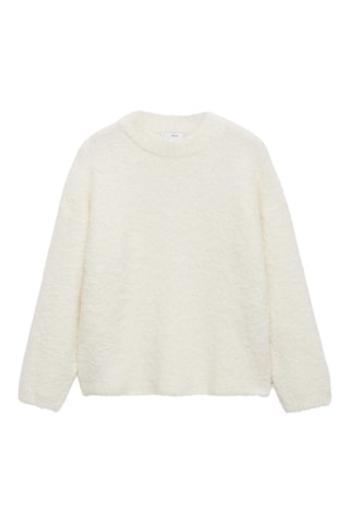 Pull-over maille coton lin col rond - Ecru