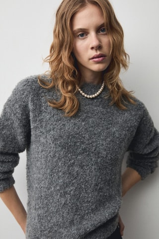 Pull-over maille coton lin col rond - Anthracite