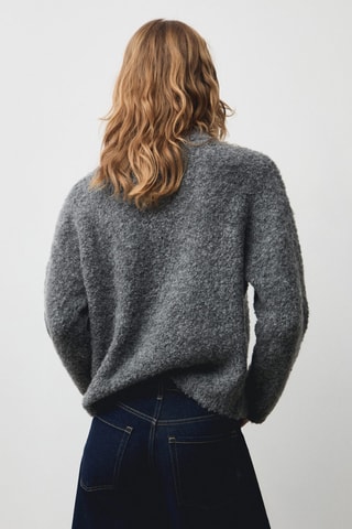 Pull-over maille coton lin col rond - Anthracite