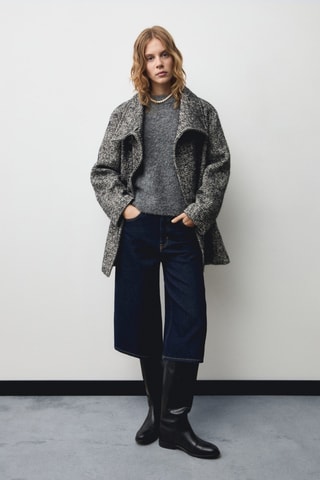 Pull-over maille coton lin col rond - Anthracite