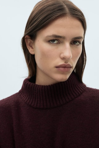 Pull-over maille col roulé - Bordeaux