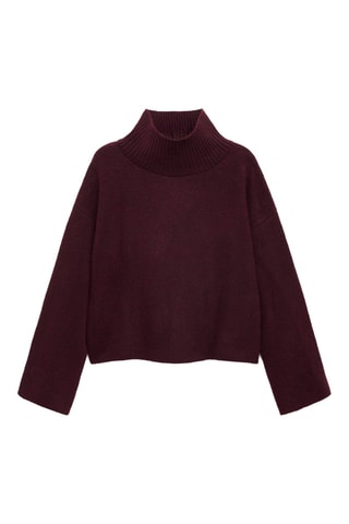 Pull-over maille col roulé - Bordeaux