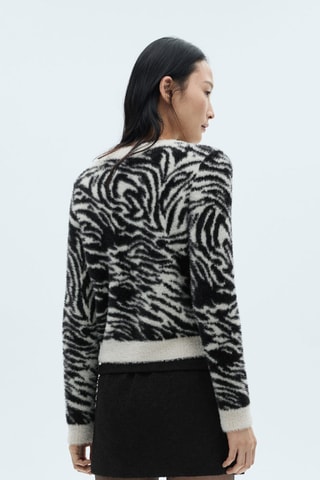 Pull-over zèbre col rond - Ecru